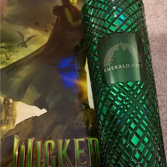 Rare Wicked and Starbucks Emerald City Green Tumbler & Out-of-print Promo Poster - Picture 2 of 6